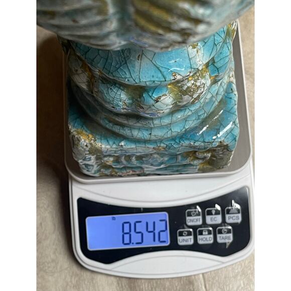 Unbranded Large Ceramic Finial Turquoise Crackle Glaze Architectural 19" - Picture 6 of 9